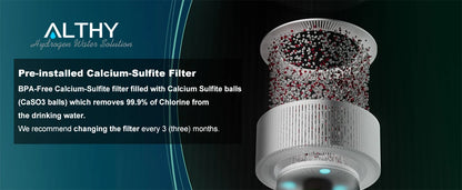 ALTHY Hydrogen Water Pitcher Generator Machine Bottle Jug Kettle SPE PEM Technology. Balanced Water PH Calcium Sulfite filter.