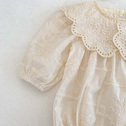 Frühling Baby Body Schwestern Kleid Blume Stickerei Kleid für Kleinkind Mädchen Kleinkind Outfit