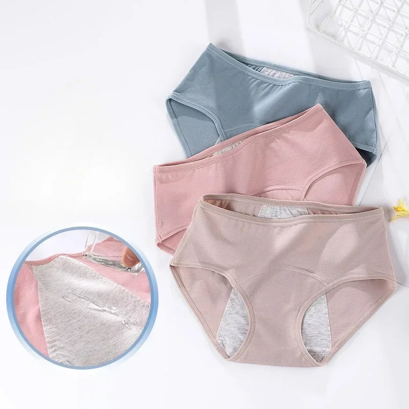 New Leak Proof Menstrual Panties for Women L-8XL Plus Size Cotton Underwear with Waterproof and Breathable Design for Periods.