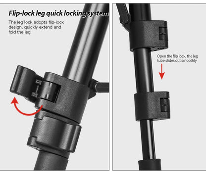 KINGJOY Aluminum Tripod 0.3KG with Quick Release Plate and 360° Head for Sony/Nikon/Canon DSLR and Smartphones,Camera,Live,Vlog.