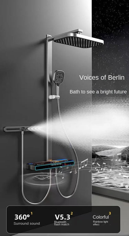 Bluetooth Music Digital Bathroom Shower System Ambient Lighting thermostatic Digital Bathroom Shower Set Faucets Accessories