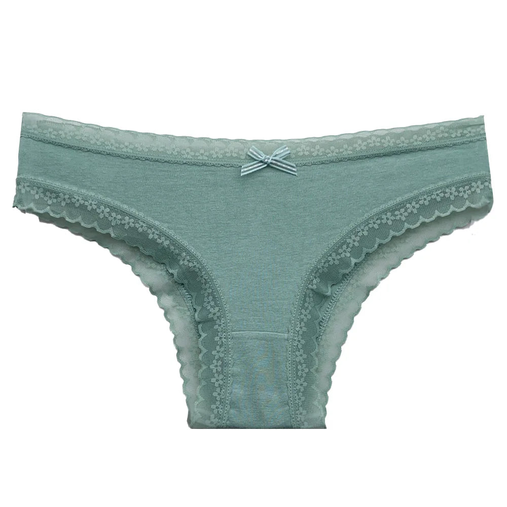 5 Pcs/Set Women Cotton Panties Sexy Lace Lingerie Low Waist Underwear Girls Briefs M-XL Underpant.