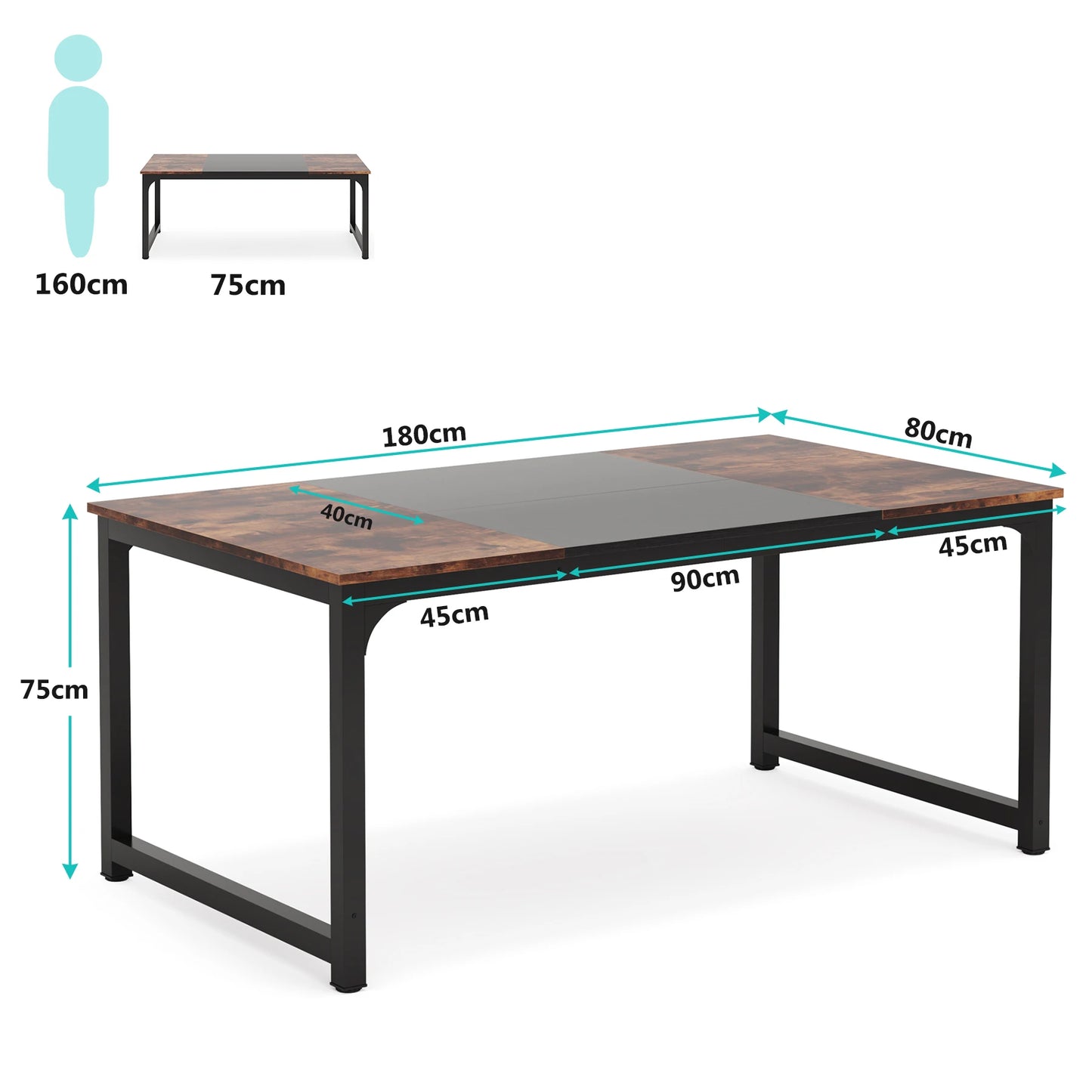 LITTLE TREE 70,8-Zoll-Chefschreibtisch, großer Büro-Computertisch mit dickem Rahmen, Arbeitsplatz-Business-Möbel für das Heimbüro
