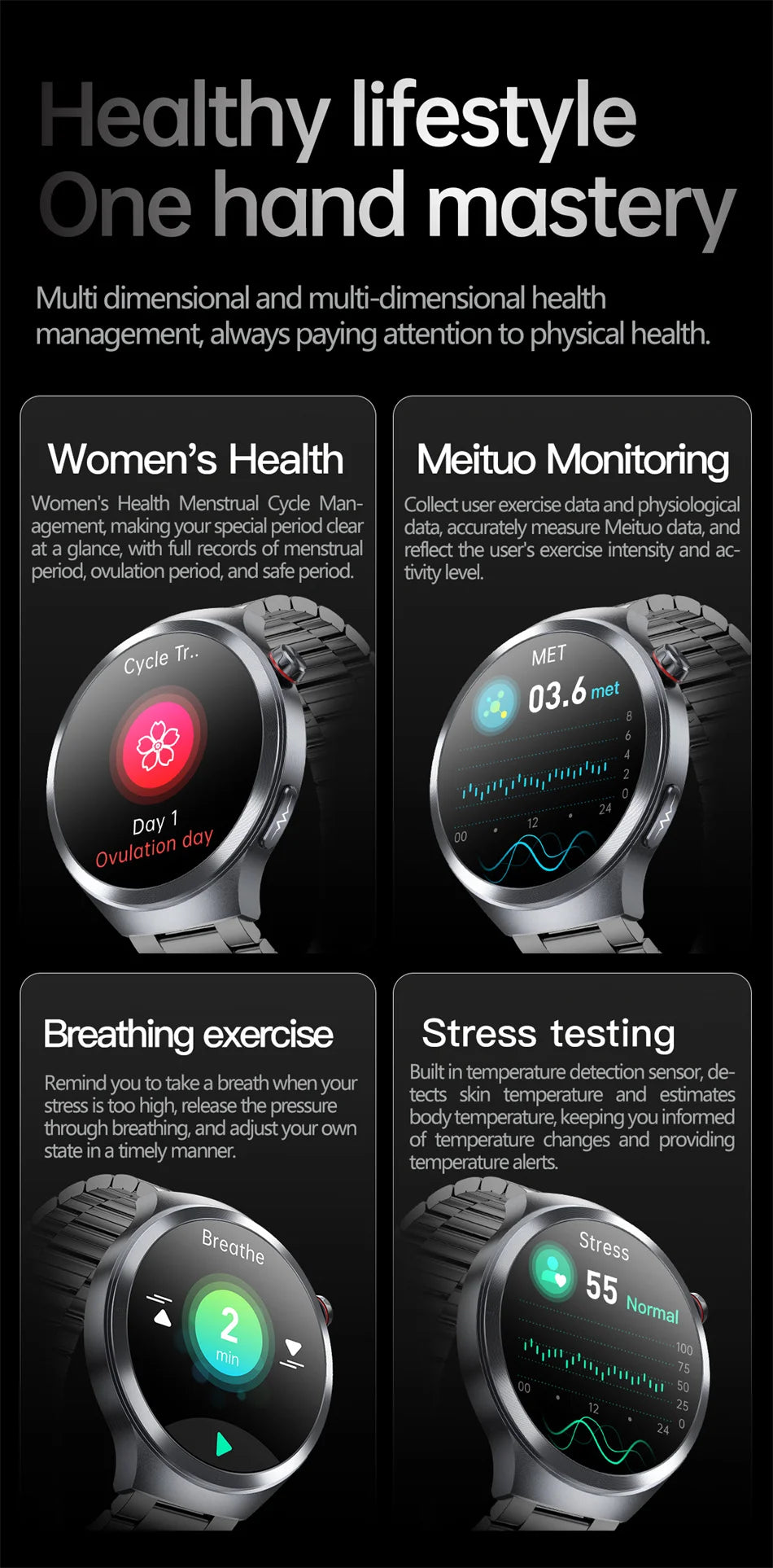 2025 New For HUAWEI Uric Acid Blood Pressure Blood oxygen Body Analysis Smart Watch ECG+PPG Clock Bluetooth call Smart watch Men