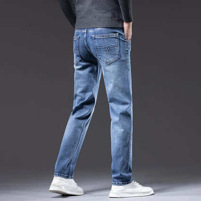 Herbst Winter Neue Business herren Jeans Klassische Mode Stretch Gewaschen Casual Denim Hosen Bequeme Gerade Männliche hosen.