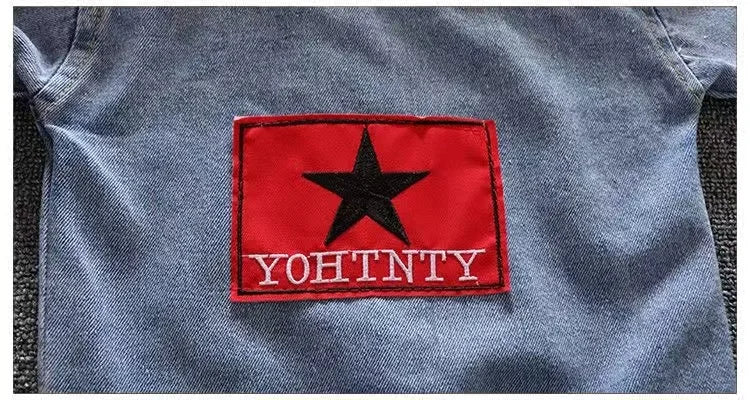 2024 Autumn Winter Boys Jean Set Jacket New Cowboy Jeans Suit Jacket Handsome Children Clothing.