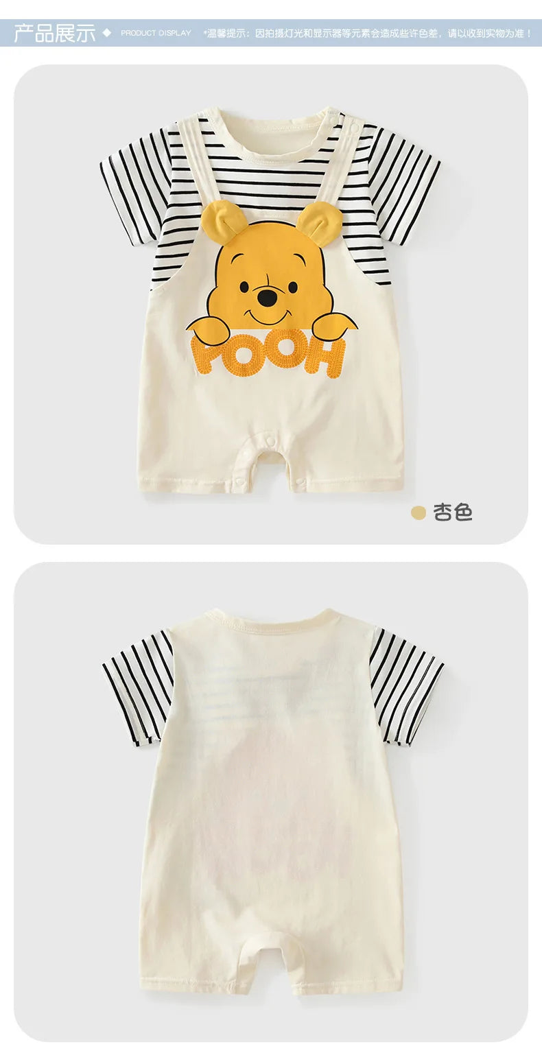 Neugeborene Kleidung Cartoon Winnie the Pooh Bequemer und weicher Sommer Jungen und Mädchen 0-24 Kurzarm Baby Overall.