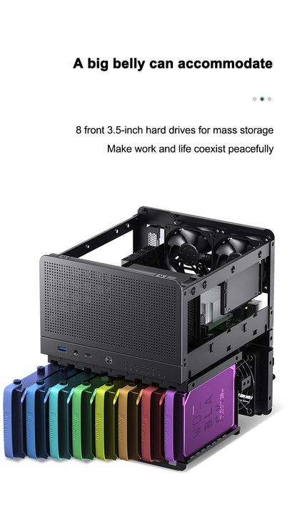 Jonsbo N3 NAS ITX Mini Case All-In-One Aluminum Office Desktop Chassis 8 Hard Disk Location Support 250mm Graphics Card PC Case.