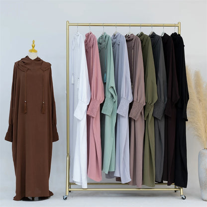 Ramadan Eid Dubai Linen Khimar Abaya Damen Muslim Modal Hijab Dress Kaftan Abayas For Women Kebaya Robe Femme Musulmane