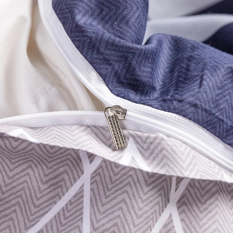 3PC 100% Cotton Duvet Cover Set Striped Printing 1PC Duvet Cover 2PC Pillowcase Cotton Soft Skin Friendly Bedding.