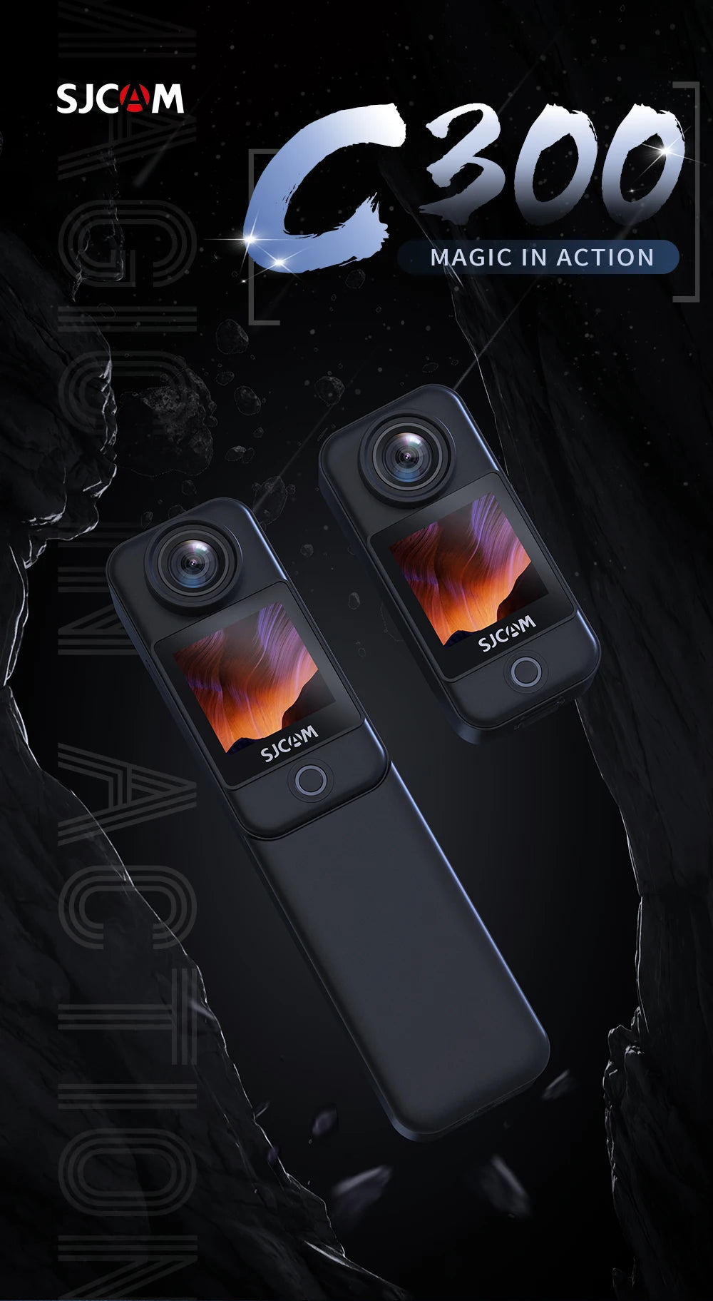 SJCAM C300 4K Action Camera Touch Screen 6-Axis Gyro Stabilization 30m Waterproof 1000+2800mAh Battery 460Min Recording.