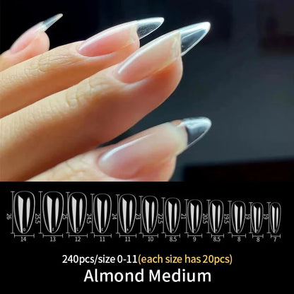 Fake Nail Press on Tips for Nails Extension Full False Acrylic Finger Short Artificial American Capsules Long Soft Gel Almond.
