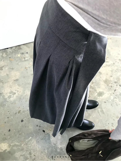 Elegant Pleated Midi Skirt Women Fashion Patchwork Asymmetrical Skirts Summer Office Ladies Korean Casual Design A Line Faldas.