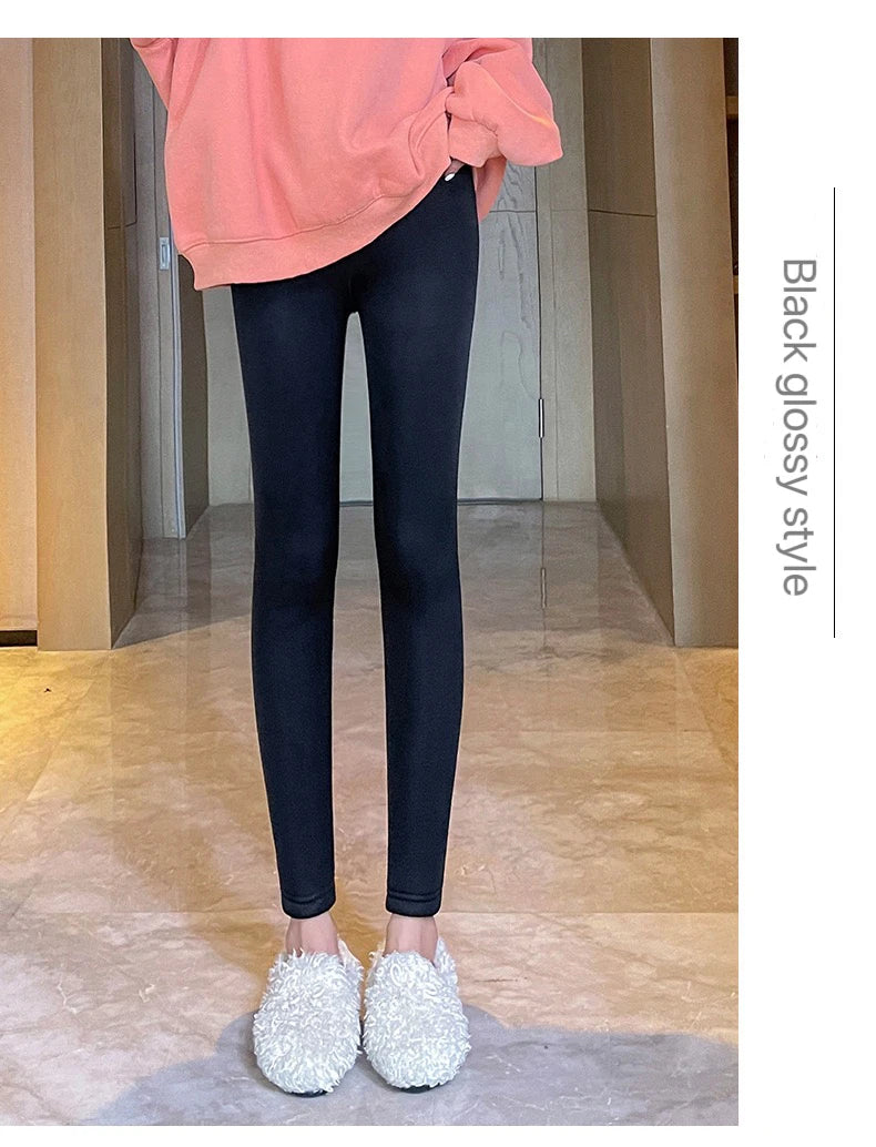 1pcs Winter Leggings Women Cotton Extra Thick Warm Pants Fashion Thermal Legging Slim Black Elastic High Waist Solid Leggings.