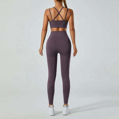 In-stock Women's Yoga Suit Five-piece Set Seamless Fitness Wear For Running Sports Top Leggings From Mainland China