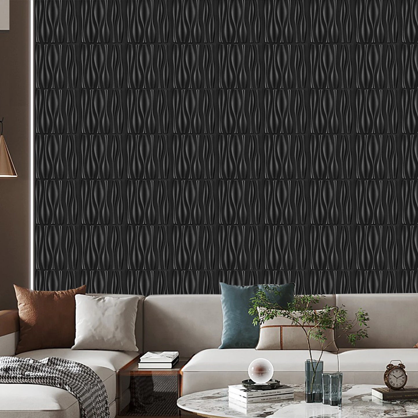KUUJOJO 12pcs 3D textured wall panel for indoor wall decoration, suitable for living room, hall, bedroom, hotel, office