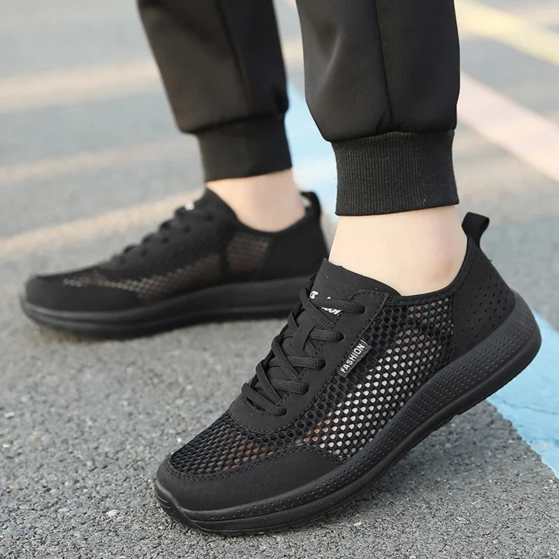 YRZL Sneakers Men Shoes Hollow Mesh Breathable Outdoor Casual Shoes Comfortable Walking Non Slip Big Size Mens Sneakers.