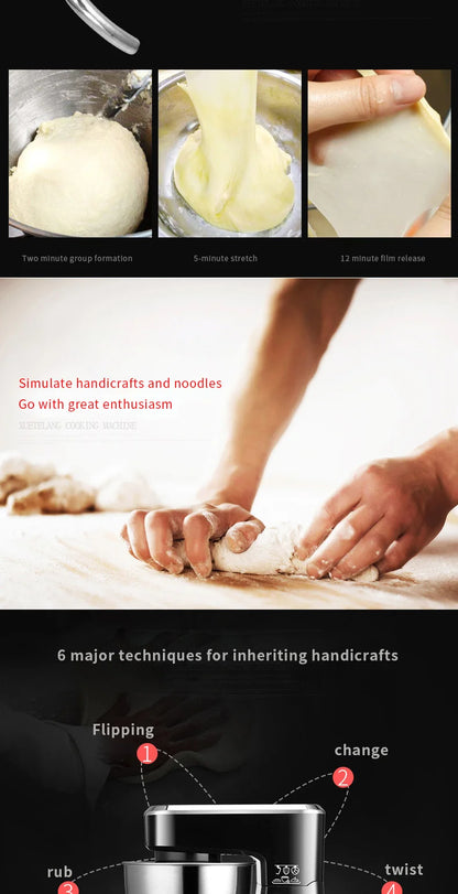 DIVEDEER 5L Multifunctional Chef Machine  Automatic Dough Kneader, Flour Mixer, Blender & Egg Whisker for Household Use.