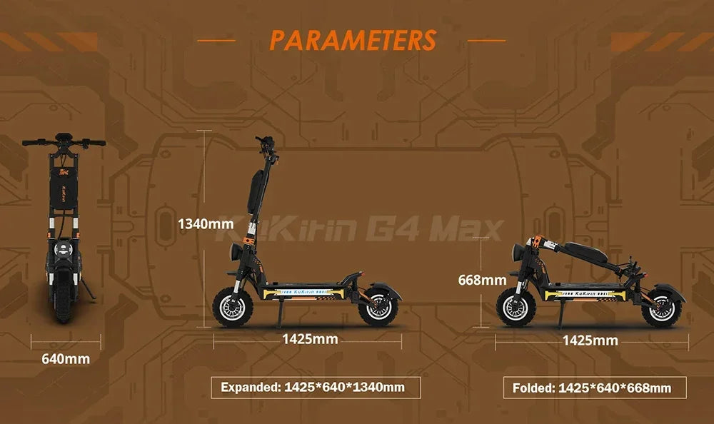Original KuKirin G4 Max Off-Road Electric Scooter 2*1600W Motor 60V 35.2Ah 95km Max Range 86km/h Speed foldable Kick EScooter