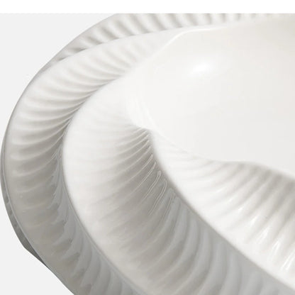 White Ceramic Dining Plate Dinner Steak Hotel Restaurant Main Course Dessert Home Kitchen Tableware.