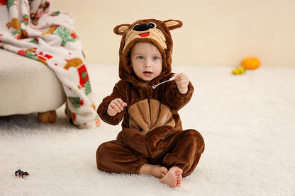 MICHLEY Winter Baby Strampler Mit Kapuze Flanell Cosplay Kleinkind Infant Kleidung Insgesamt Bodys Overall Kostüm Für Kinder Mädchen Junge
