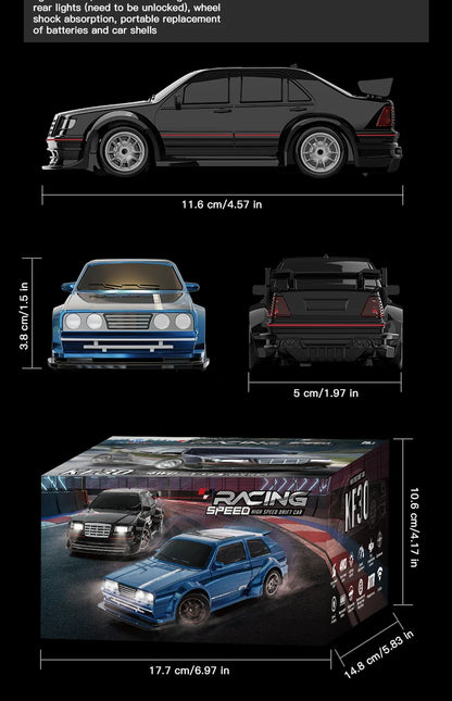 KF30 1:43 4WD Drift Racing Car With Gyroscope Speed Adjustment Real Lighting Control and Damping High Speed RC Cars For Kids Toy