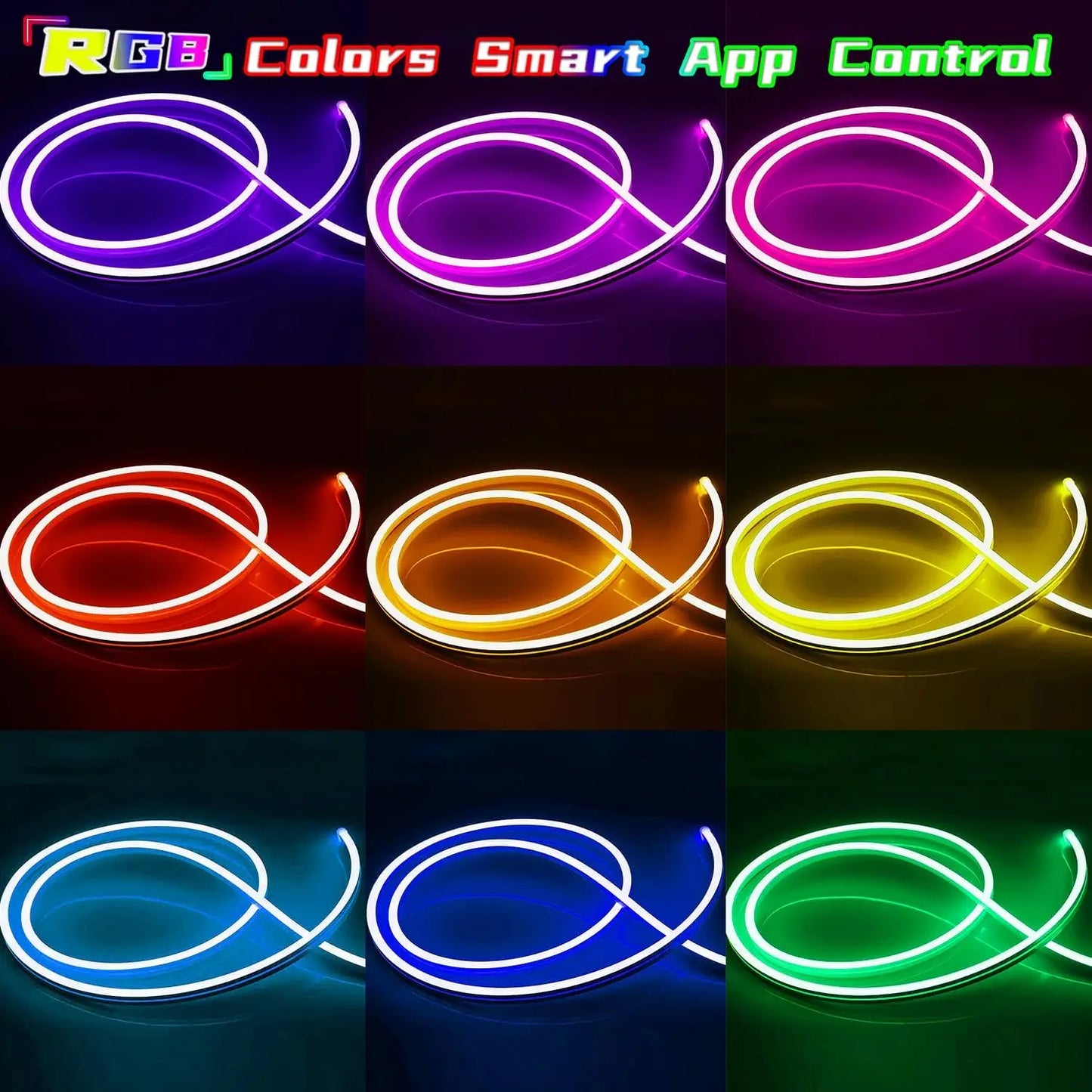 Neon Rope Lights,Flexible Led Rope Lights Control with App/Remote,Multiple Modes Rope Lights,IP65 Outdoor RGB Led Neon Lights Wa.
