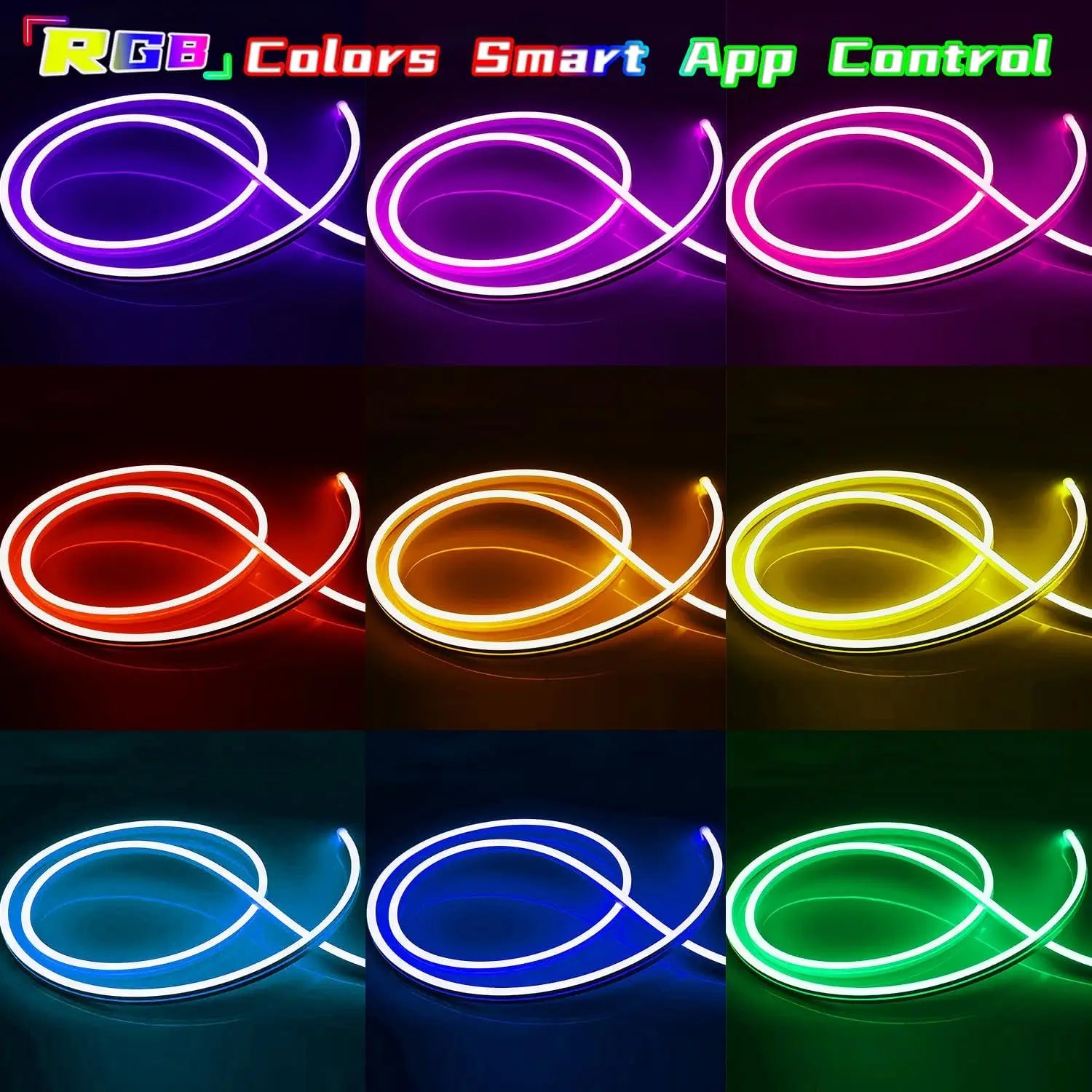 Neon Rope Lights,Flexible Led Rope Lights Control with App/Remote,Multiple Modes Rope Lights,IP65 Outdoor RGB Led Neon Lights Wa.