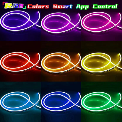 Neon Rope Lights,Flexible Led Rope Lights Control with App/Remote,Multiple Modes Rope Lights,IP65 Outdoor RGB Led Neon Lights Wa.