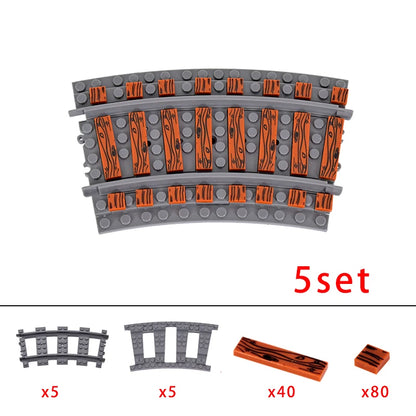 MOC City Creative Idea Train Straight and Curved Rails Base Tracks Shoulder Building Blocks Bricks Accessories DIY kid Toys gift