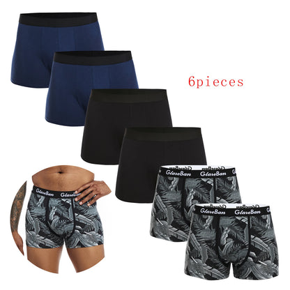 6 teile/paket Schwarz Boxer Shorts Männer Unterwäsche Weiche Atmungsaktive Männliche Unterhose für Männer Homme Boxershorts Slips 2024 Höschen