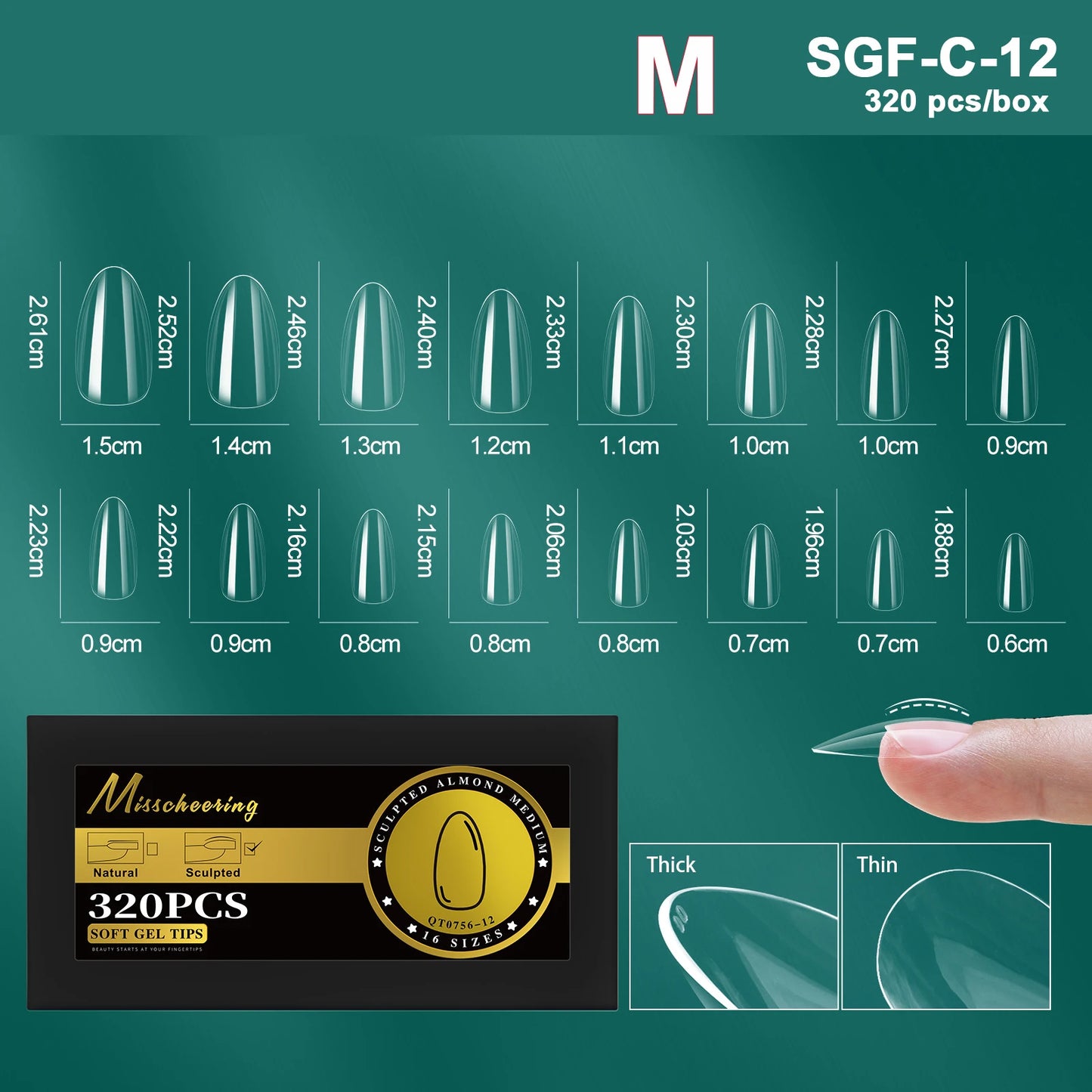 16 Sizes Curved Arch Soft Gel False Nail Tips Full Cover Press on Almond Capsules French Coffin Artificial Fake Nails Extension.