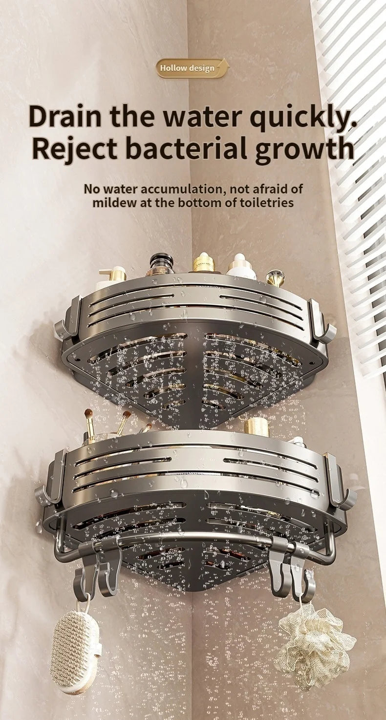 Saugnapf perforationsfreier Raum Aluminium Badezimmer Lagerregal Badezimmer Dreieckskorb Wandaufhänger Badezimmer Eckaufbewahrung