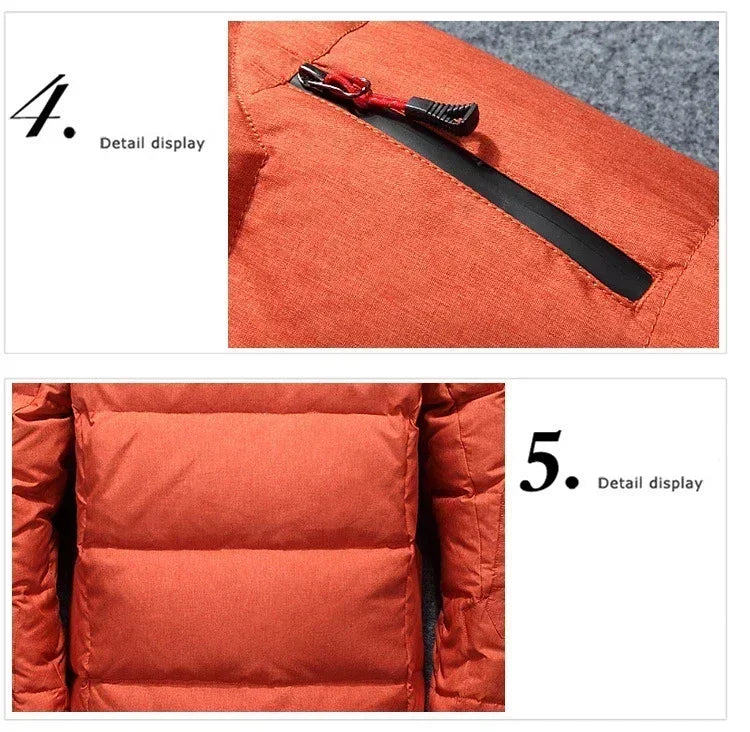 Men White Duck Down Parkas -20 Degree Winter Jacket Men's Thick Warm Snow Parkas Overcoat Windbreaker Hooded Parkas Coat Hombre.