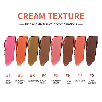 Curve Case Cream Eyebrow Cream Blush Highlighter Palette Matte Shimmer Finishes Shadow Tones Long-Lasting Cosmetics.