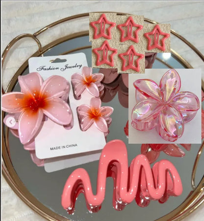 10pcs/set Sweet Gradient Flower Wave Star Hair Clips Claw Clamp Hairpin Women Beach Barrette Hairpin Summer Hair accessories.