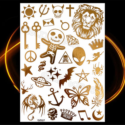 1PC Summer Style Men Women Body Art Gold Metallic Tattoo Sticker HYS-101 Chain Bracelet Fake Jewelry Waterproof Temporary Tattoo