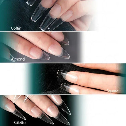 NAILPOP 120pcs Fake Nails Full Cover Press on Nails Coffin Soft Gel American Pose Capsule False Nail Tips for Extension System.