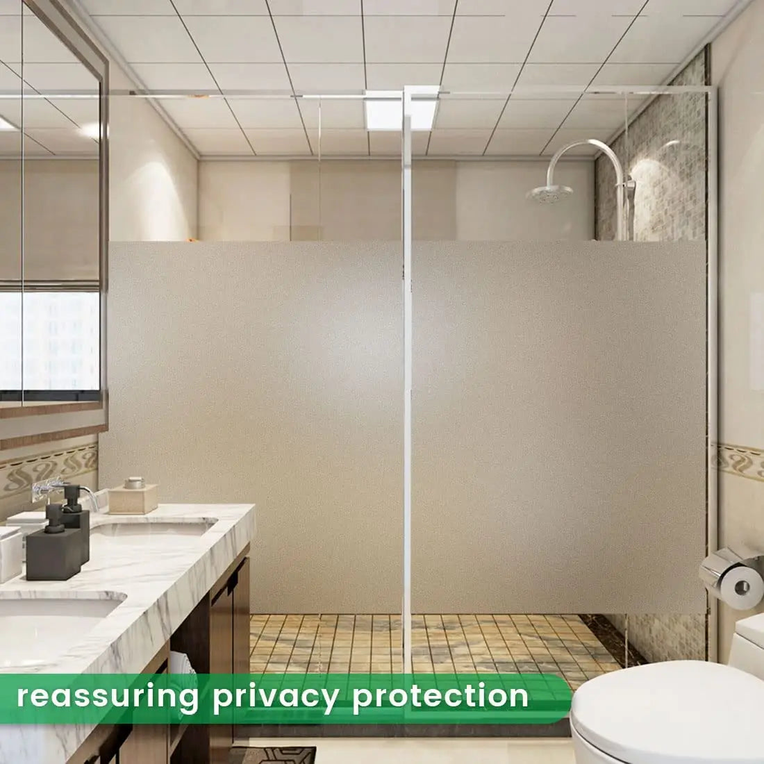 Matte White Window Film Privacy Frosted Heat Control Glass Covering for Home Opaque Self Adhesive Door Sticker for Bathroom.