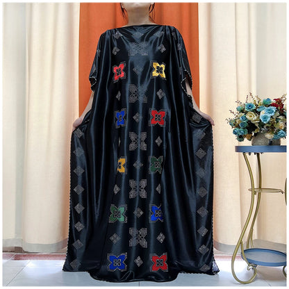 African Abaya For Women Kaftan islamic Clothing With Scarf African Women Dress Inlaid Mubarak Dubai Femme Luxury Muslim Dress.