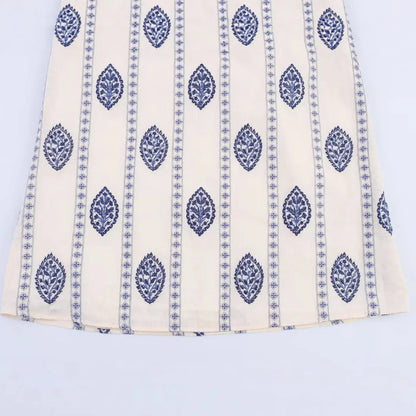 ZBZA Frauen Sexy Gedruckt Rohr Schlinge Lange Kleider Retro Taille Hohl Ärmelloses Abend Dünnes Kleid Weibliche Sommer Chic Street Party.