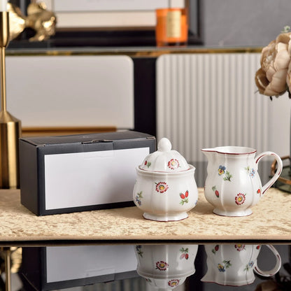 German Small Flower Ceramic Tableware European Pastoral Salad Bowl Plate Household Afternoon Tea Coffee Cup Saucer Teapot.