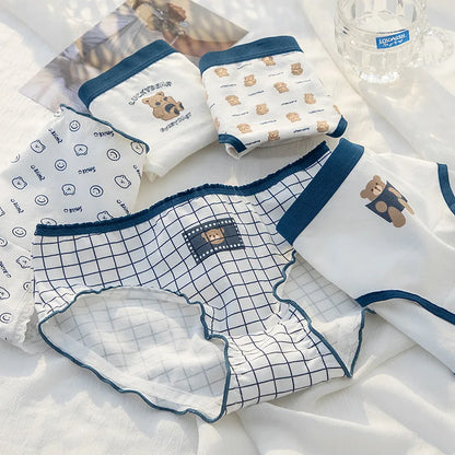 New 5Pcs/set Cotton Panties Strawberry Bear Cartoon Girls Briefs Sexy Women Underwear Lingeries Female Underpants.