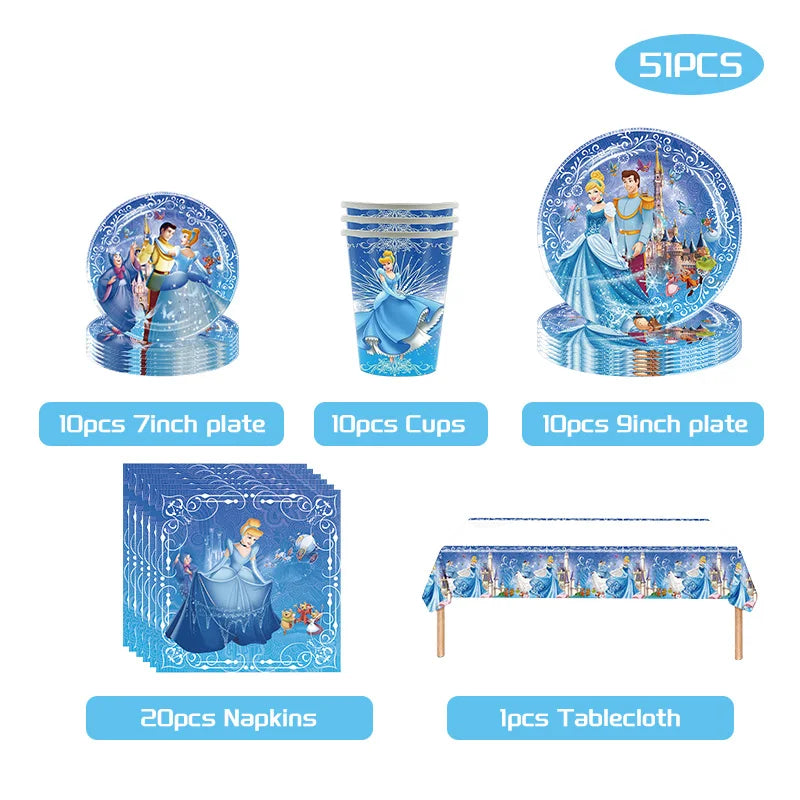 Disney Cinderella Geburtstag Dekoration Party Liefert Hintergrund Geschirr Set Luftballons Dekoration Party Gefälligkeiten Für Kinder Geburtstag