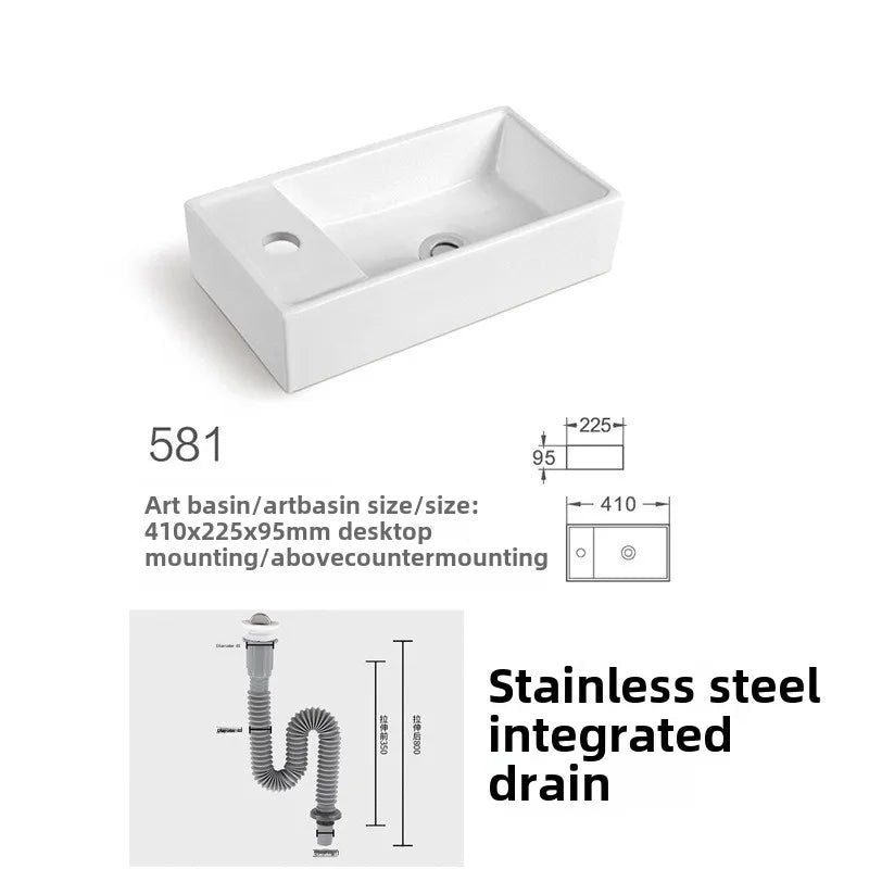 Kompaktes, an der Wand montiertes Keramikwaschbecken – kleines quadratisches Waschbecken, platzsparendes Design für Badezimmer, Balkon oder Waschtisch