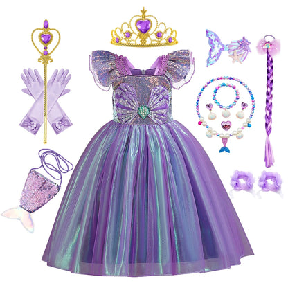 Disney Kleine Meerjungfrau Prinzessin Kleid Kinder Phantasie Karneval Cosplay Kostüm Geburtstag Hochzeit Party Kleidung Halloween Kostüm.