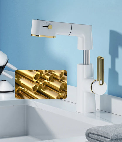 VGX Multifunctional Bathroom Faucets Pull Out Basin Mixer Sink Faucet Gourmet LED Display Tap 360° Tapware Crane Brass Chrome