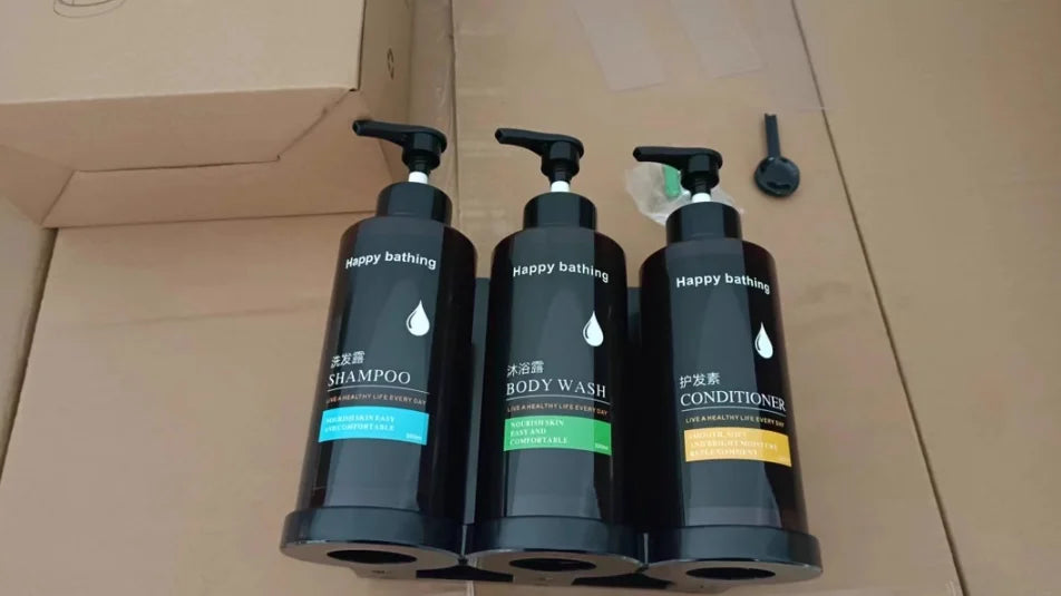 Keine Bohren an der Wand – automatischer Seifenspender, Shampoo- und Duschgel-Spender-Set, Händedesinfektionsbox-Design für die Organisation im Badezimmer