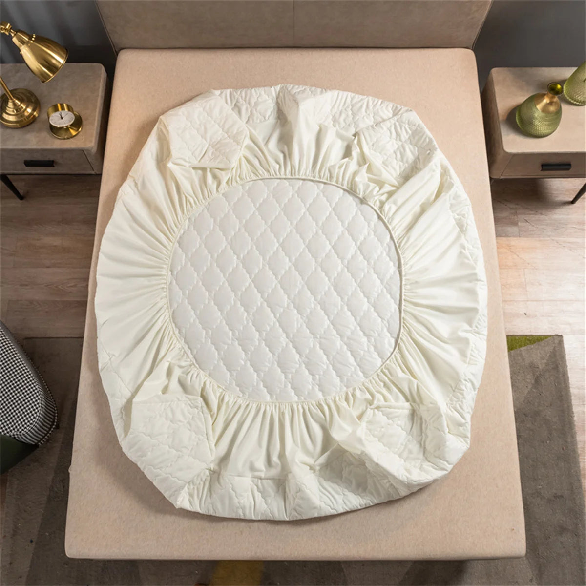 Home Mattress Cover Waterproof Thickened Quilted Waterproof Bed Cover Breathable Mattress Protector Fitted Sheet No Pillowcases