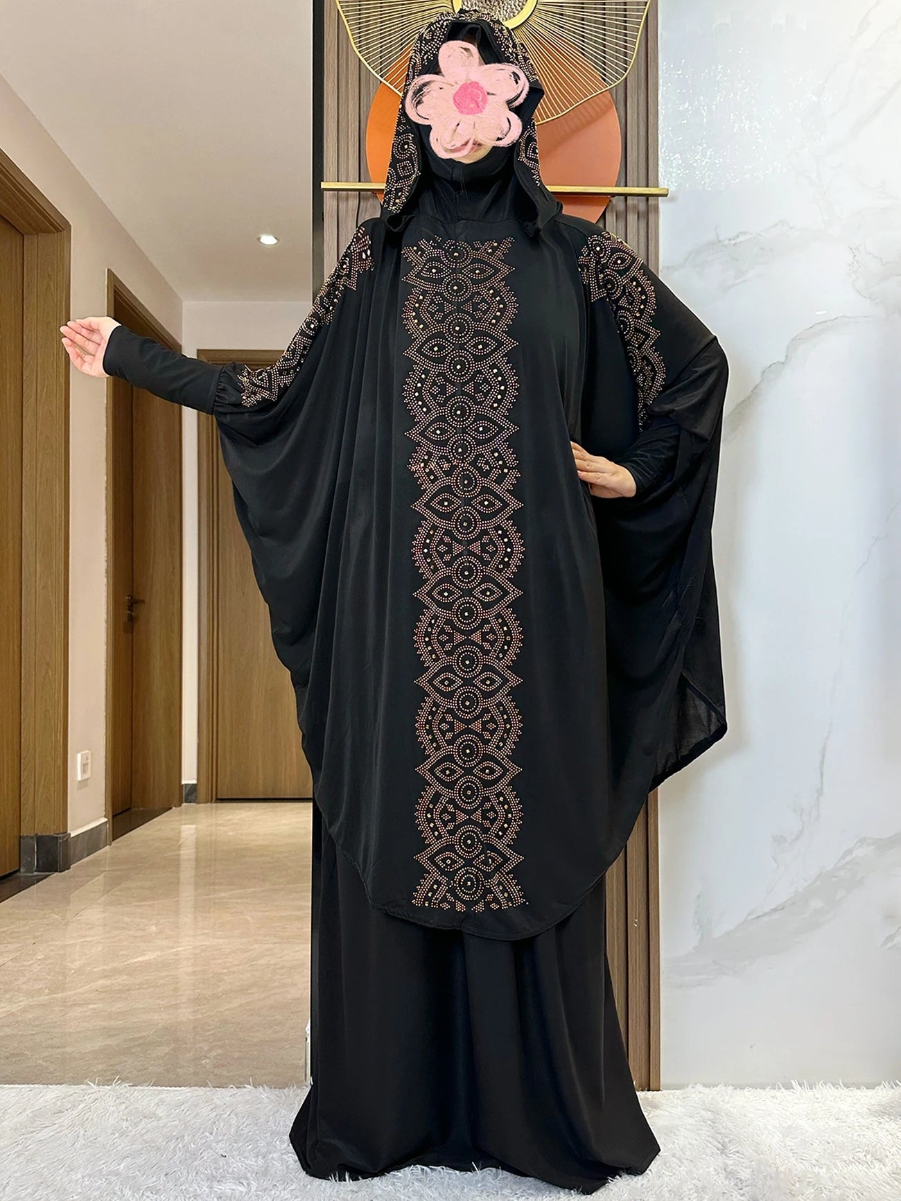 New Dubai Ramadan Muslim Women's Prayer Set Hooded Hijab With the Long Skirt Turkey-African Dubai Islam Lady Cloth Kaftan Abaya.